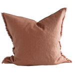 Linen Cushion Cover Terracotta Fringe 26x26 - Faire Living