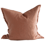 Linen Cushion Cover Terracotta Fringe 26x26 - Faire Living