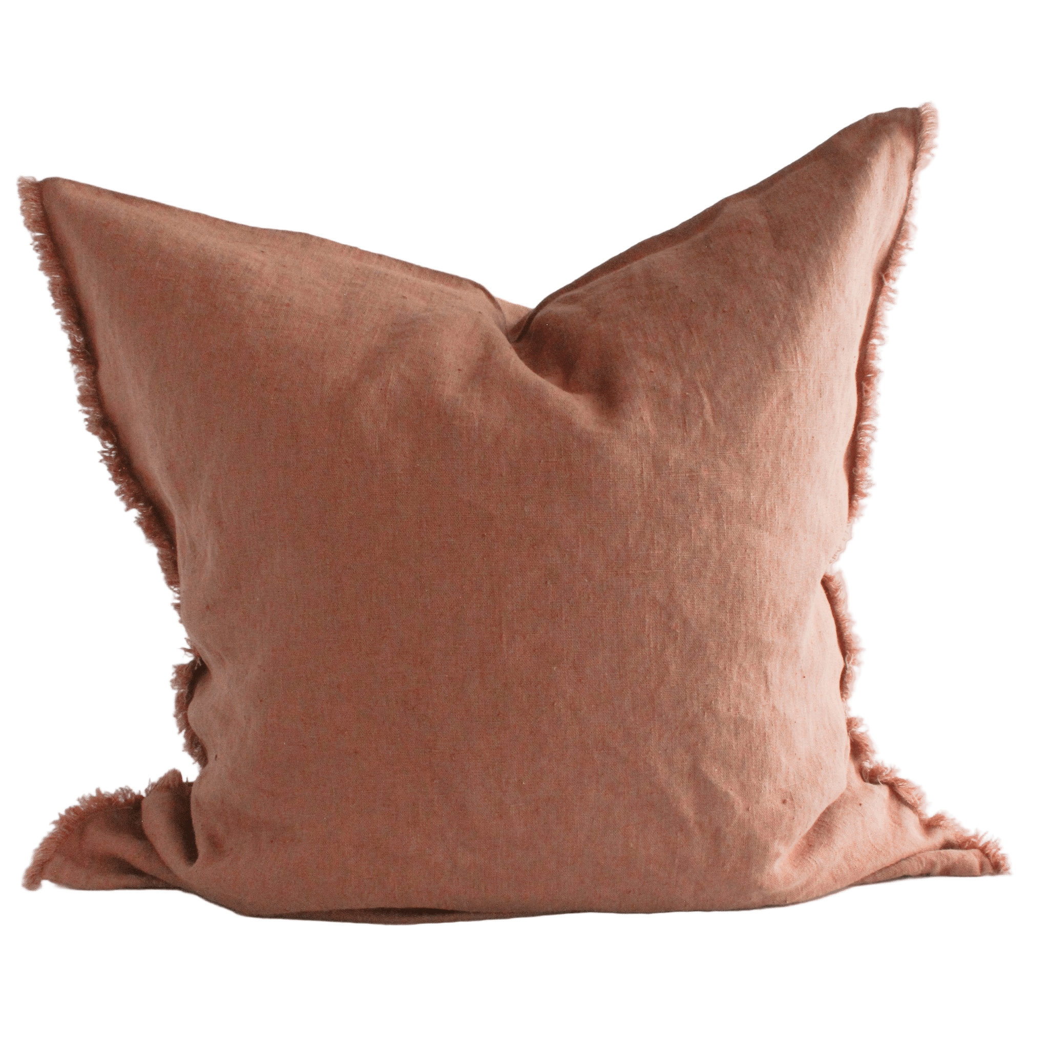 Linen Cushion Cover Terracotta Fringe 26x26 - Faire Living