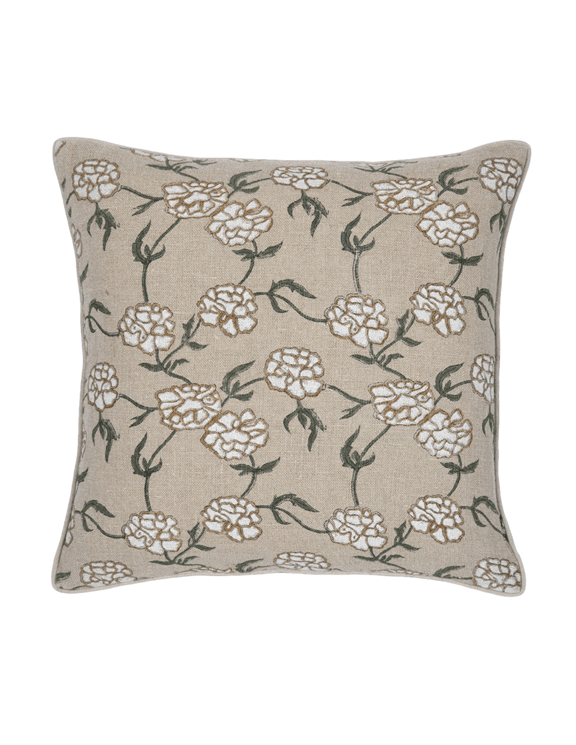 20x20 Marigold Linen Blockprint Pillow - Faire Living