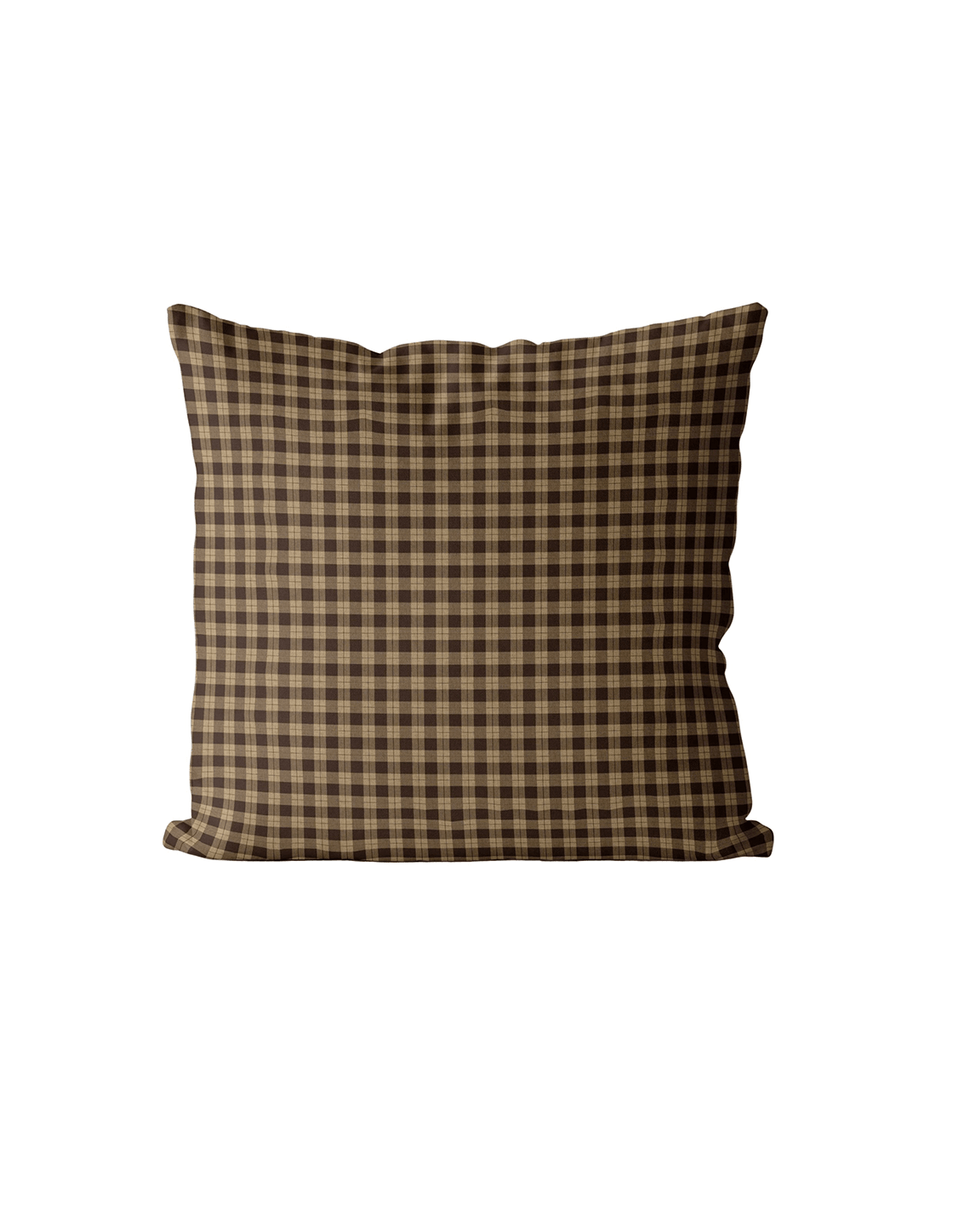 Chocolate Gingham Cushion Cover | Organic Cotton Linen - Faire Living