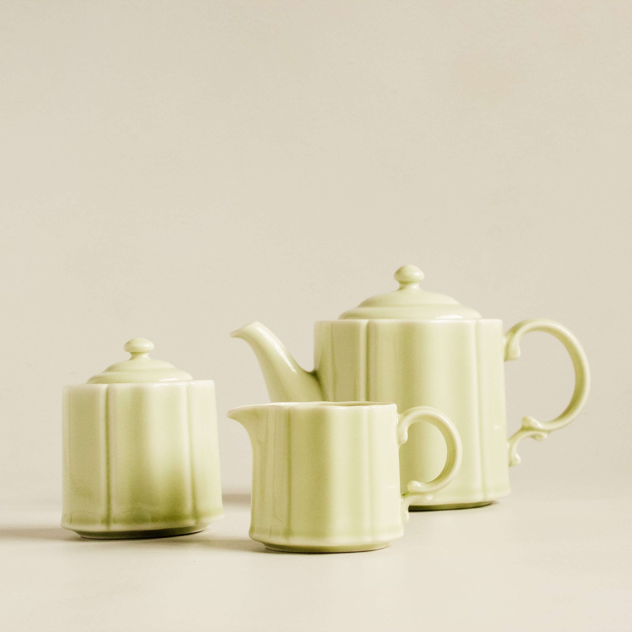 Green Japanese Porcelain Cream & Sugar Set - Faire Living