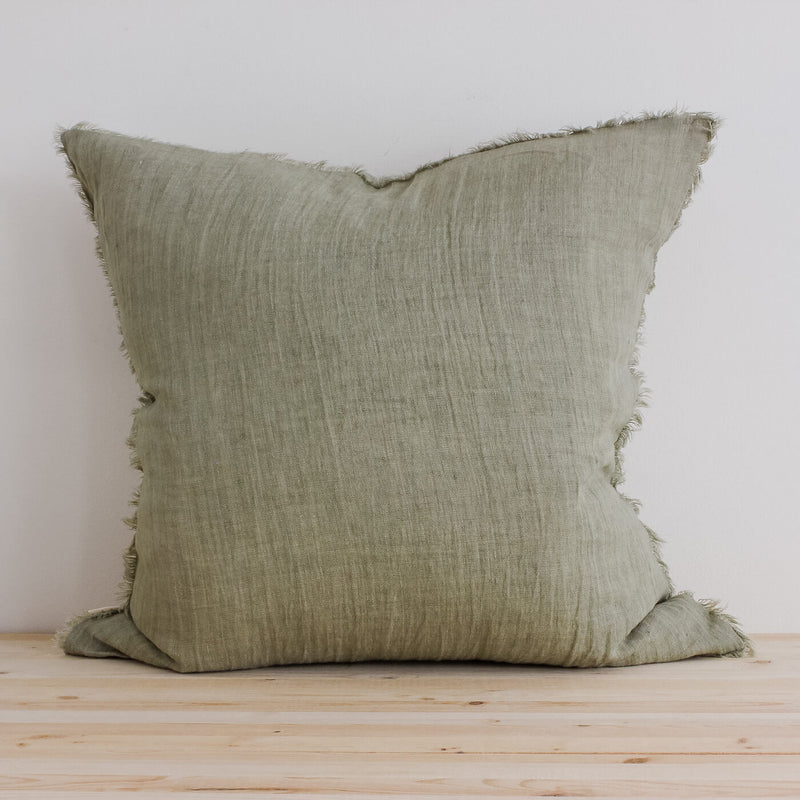 24x24 Belgian Linen Pillow in Olive