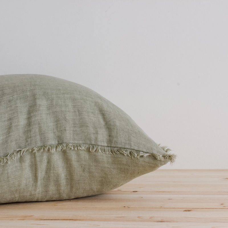 24x24 Belgian Linen Pillow in Olive