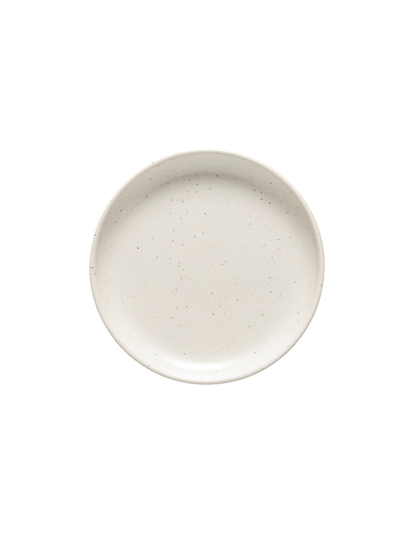 Vanilla stoneware salad plate with subtle speckled glaze