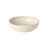 Vanilla stoneware pasta bowl with wide shallow form