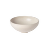 Deep vanilla stoneware ramen bowl with speckled glaze