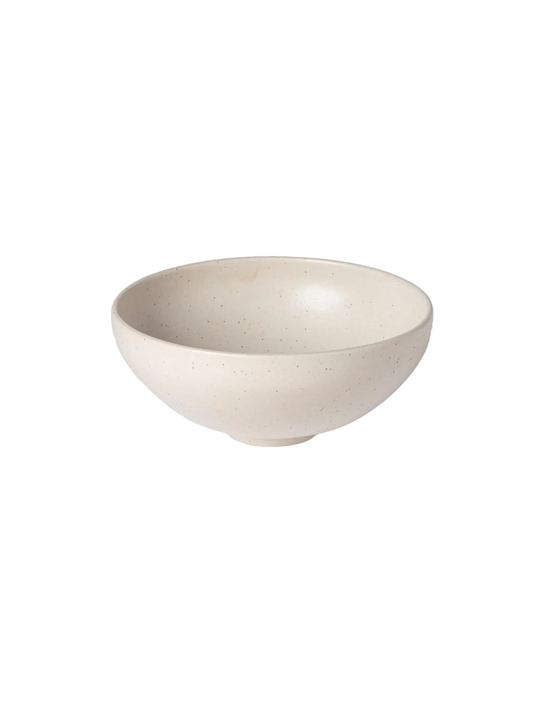 Deep vanilla stoneware ramen bowl with speckled glaze
