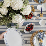 Filet Medium Blue Floral Oval Platter