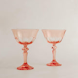 Rose Turkish Glass Champagne Coupe Pair