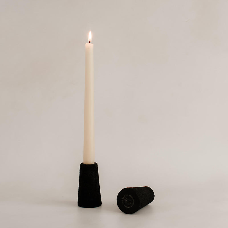 Ebony Sand Cast Candlestick