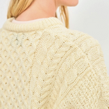 Pure Wool Aran Sweater in Inishbofin Cream