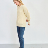 Pure Wool Aran Sweater in Inishbofin Cream