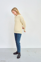 Pure Wool Aran Sweater in Inishbofin Cream