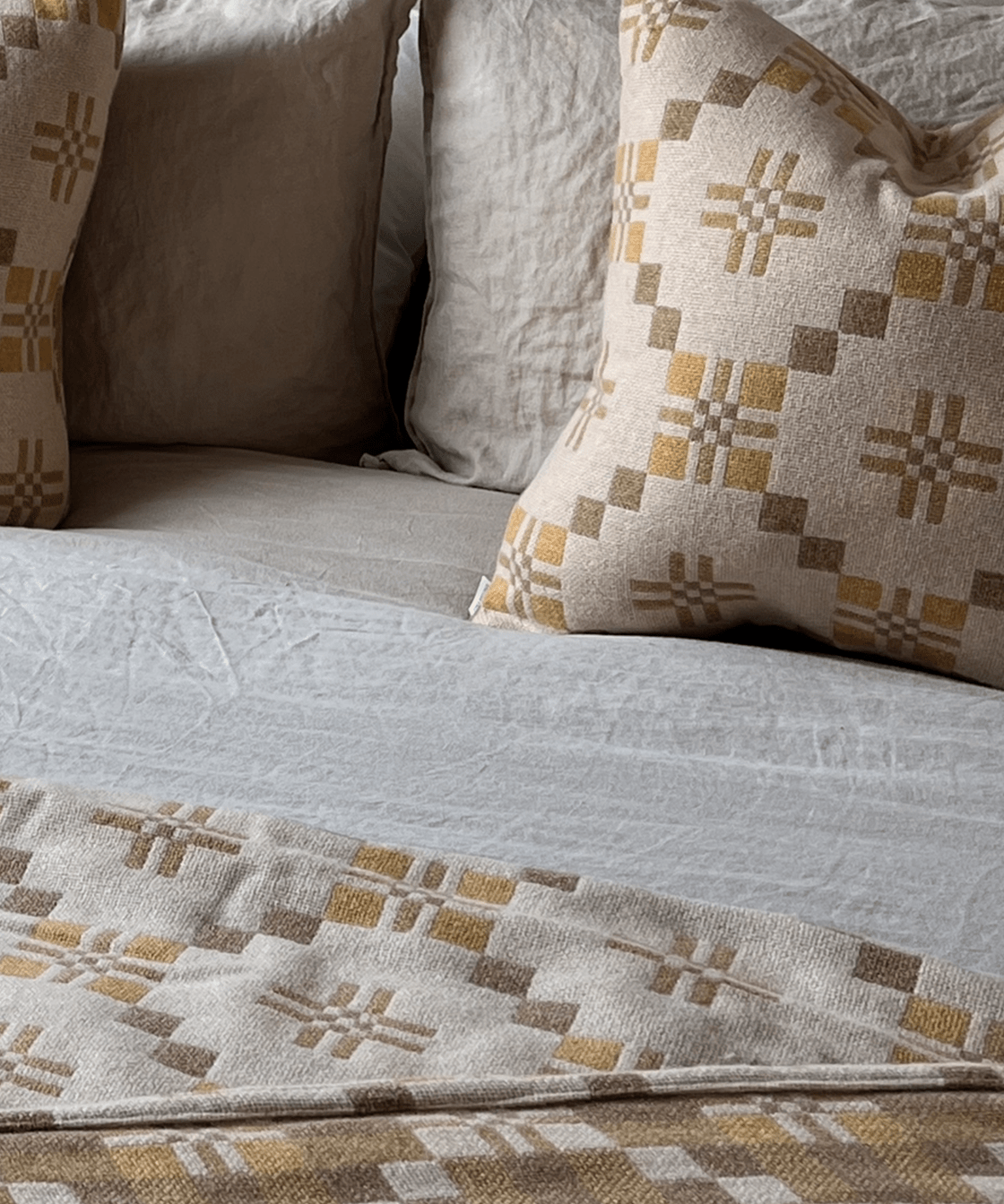 St Davids Cross Welsh Wool Throw in Shore - Faire Living