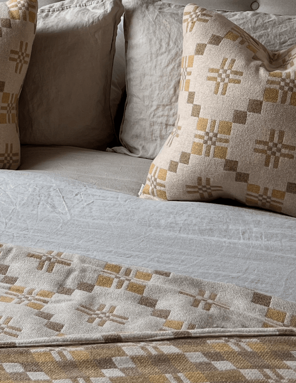 St Davids Cross Welsh Wool Throw in Shore - Faire Living