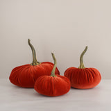 Handmade Velvet Pumpkins in Rust