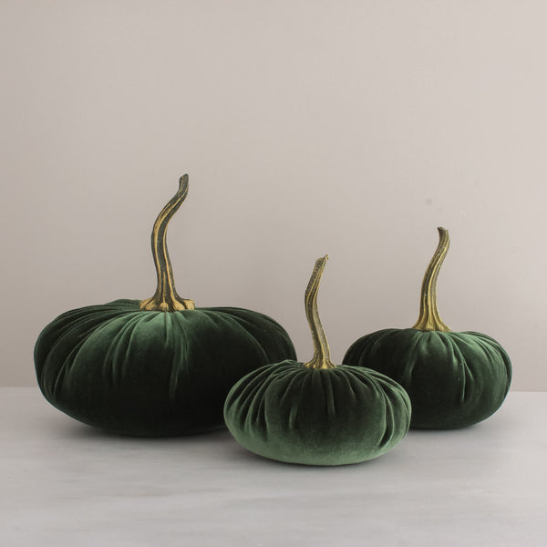 Handmade Velvet Pumpkins in Green