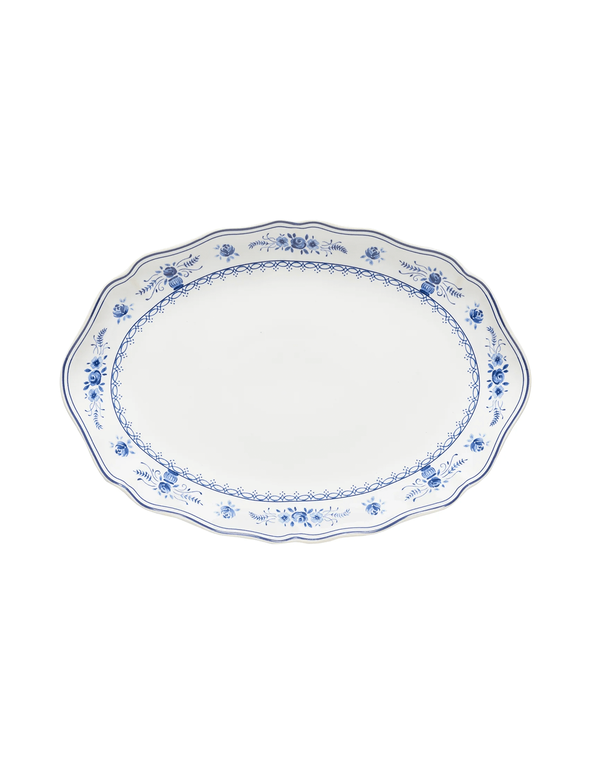 Filet Medium Blue Floral Oval Platter - Faire Living