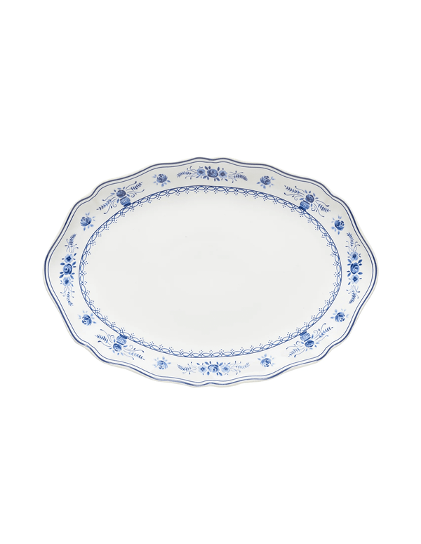 Filet Medium Blue Floral Oval Platter - Faire Living