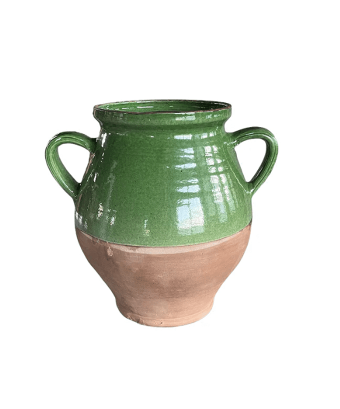 Vintage Green Two Toned Hungarian Clay Jug - Faire Living