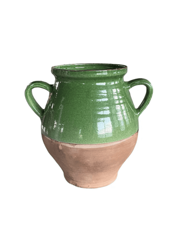 Vintage Green Two Toned Hungarian Clay Jug - Faire Living