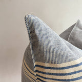 20" Blue Stripe II Handwoven Cotton Cushion Cover