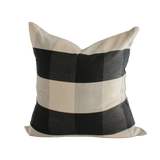 20" Black Gingham Handwoven Cotton Cushion