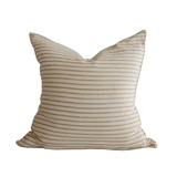20" Greige Stripe Handwoven Cotton Cushion