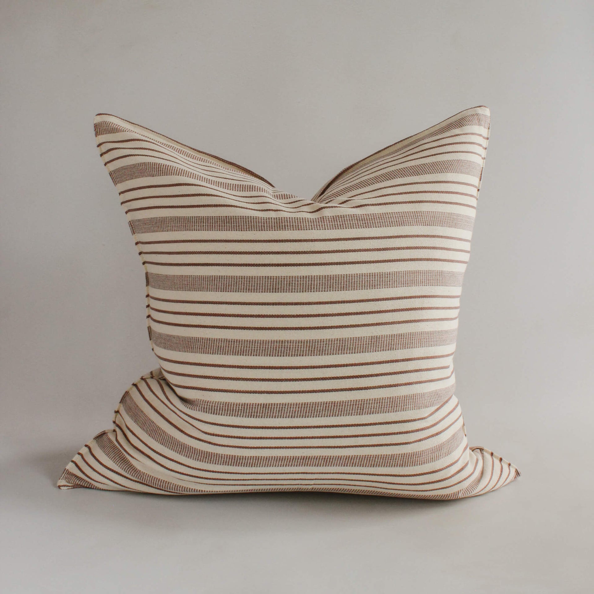 20" Chocolate Stripe Handwoven Cotton Cushion