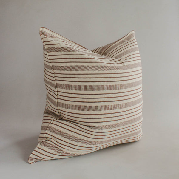 20" Chocolate Stripe Handwoven Cotton Cushion Cover