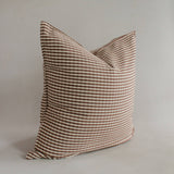 20" Chocolate Petite Gingham Handwoven Cotton Cushion Cover