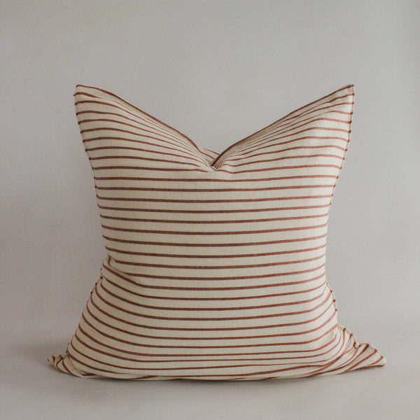20" Soft Red Stripe Handwoven Cotton Cushion Cover