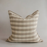 20" Greige Gingham Handwoven Cotton Cushion Cover