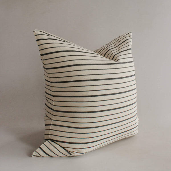 20" Black Stripe Handwoven Cotton Cushion Cover
