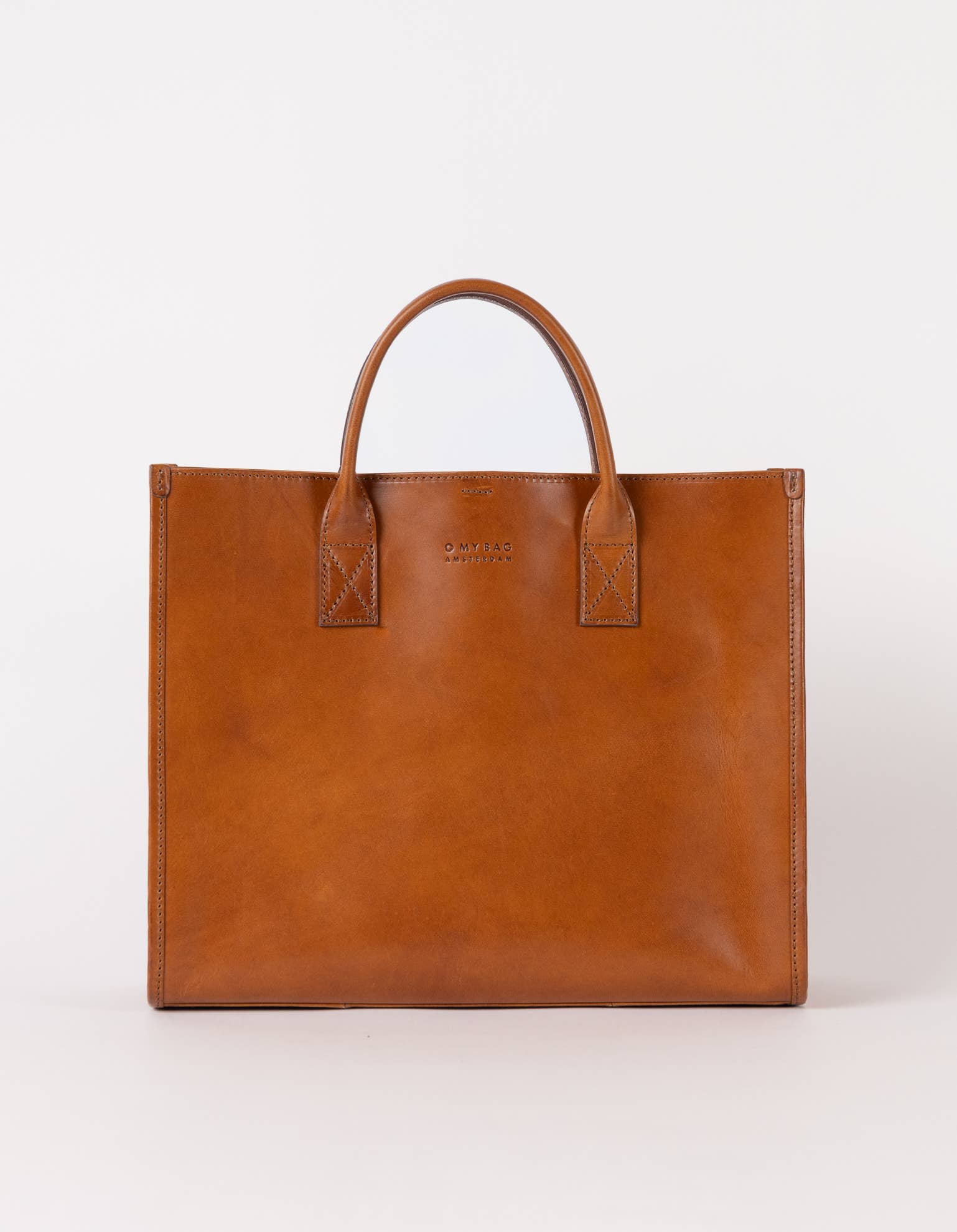 Jackie Cognac Midi Leather Briefcase - Faire Living