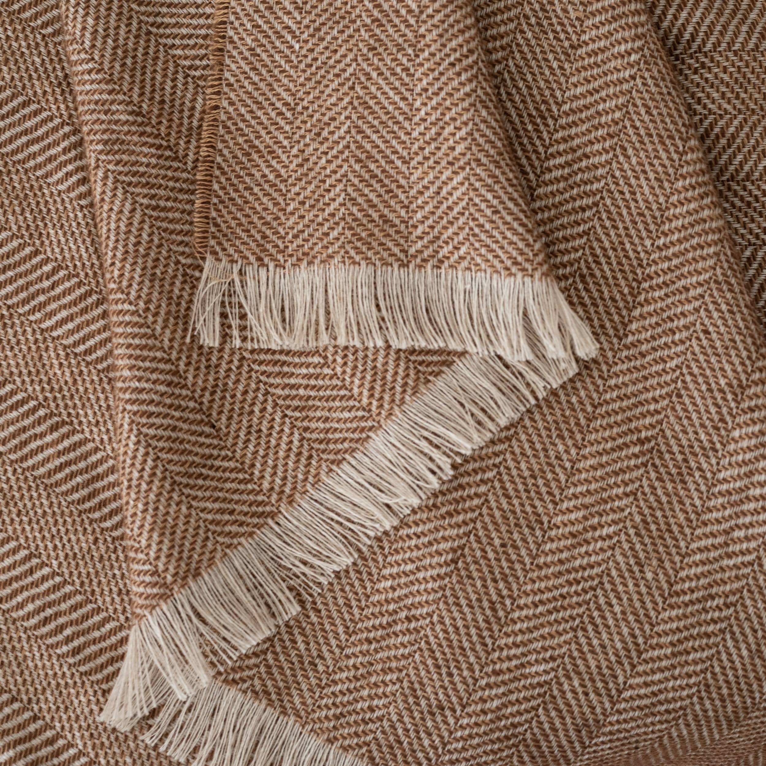 Caramel Baltic Linen & Merino Throw - Faire Living