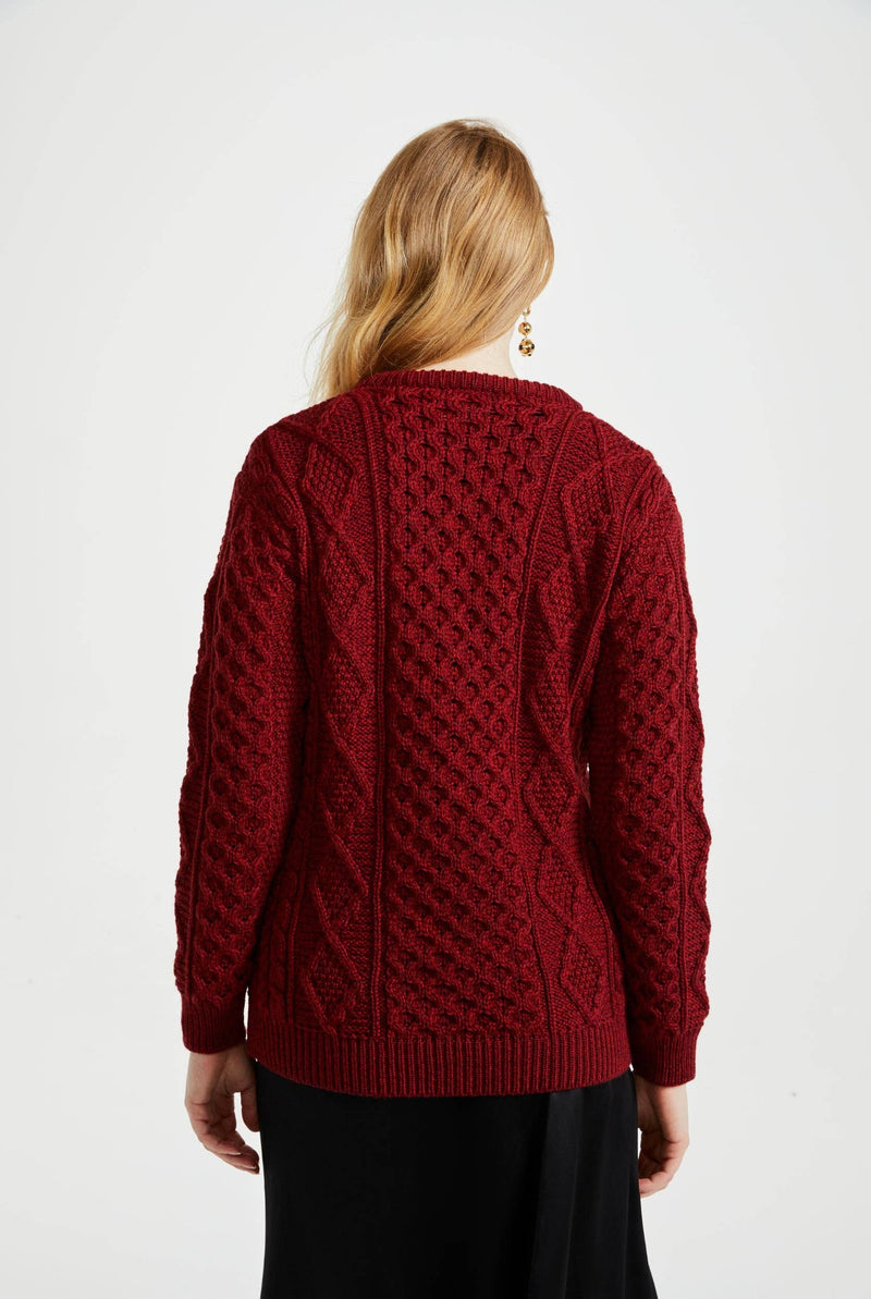 Supersoft Merino Aran Sweater in Éireann Red