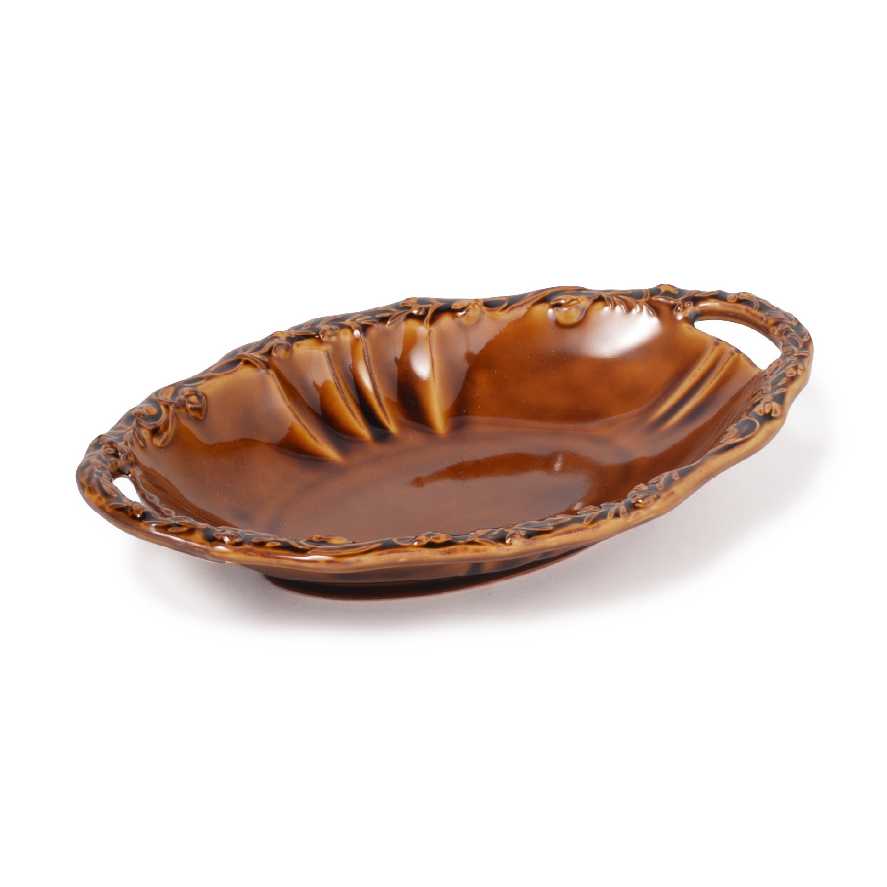 Fanette Amber Porcelain Floral Serving Bowl - Faire Living