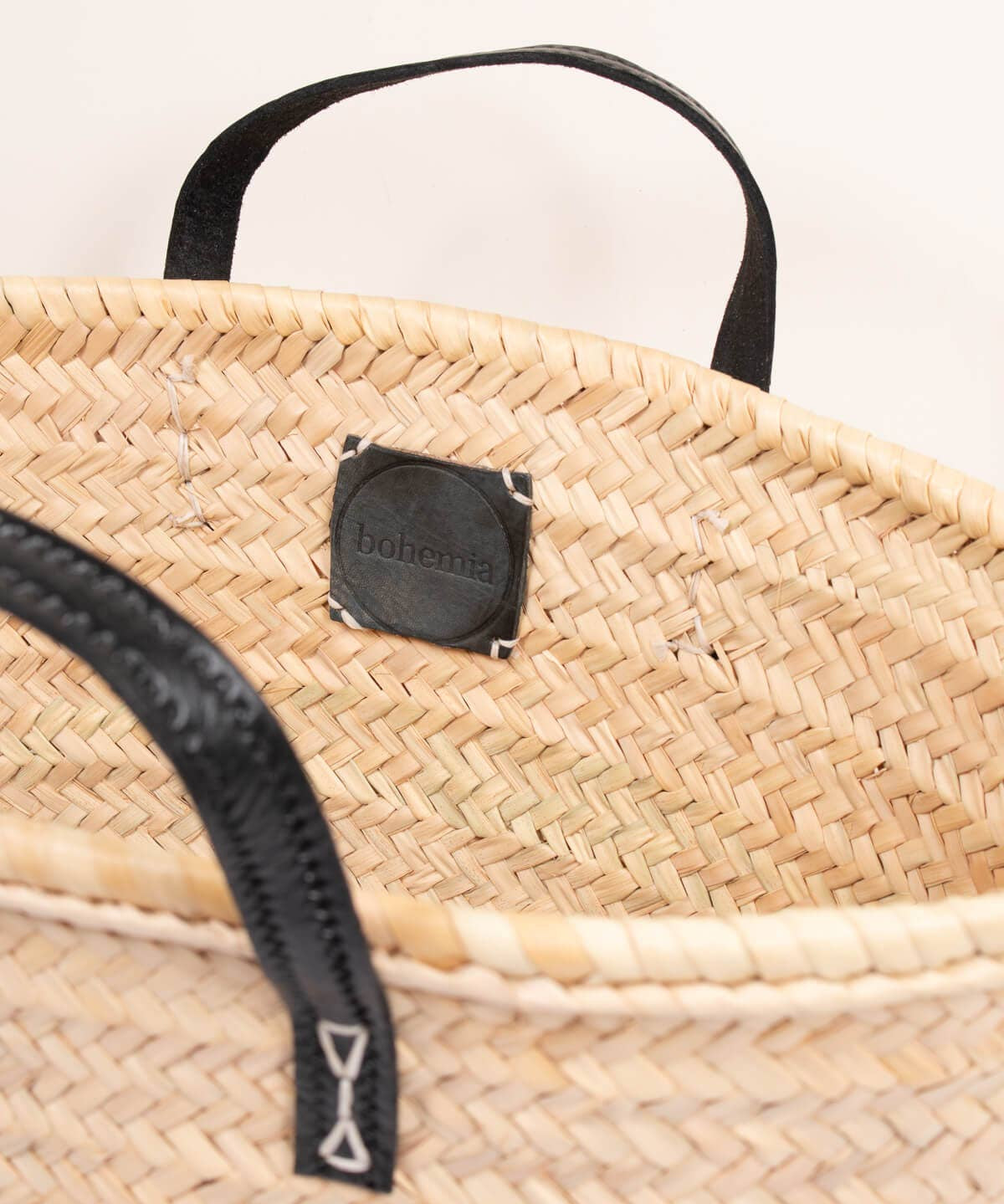 Black Leather Handled French Basket - Faire Living