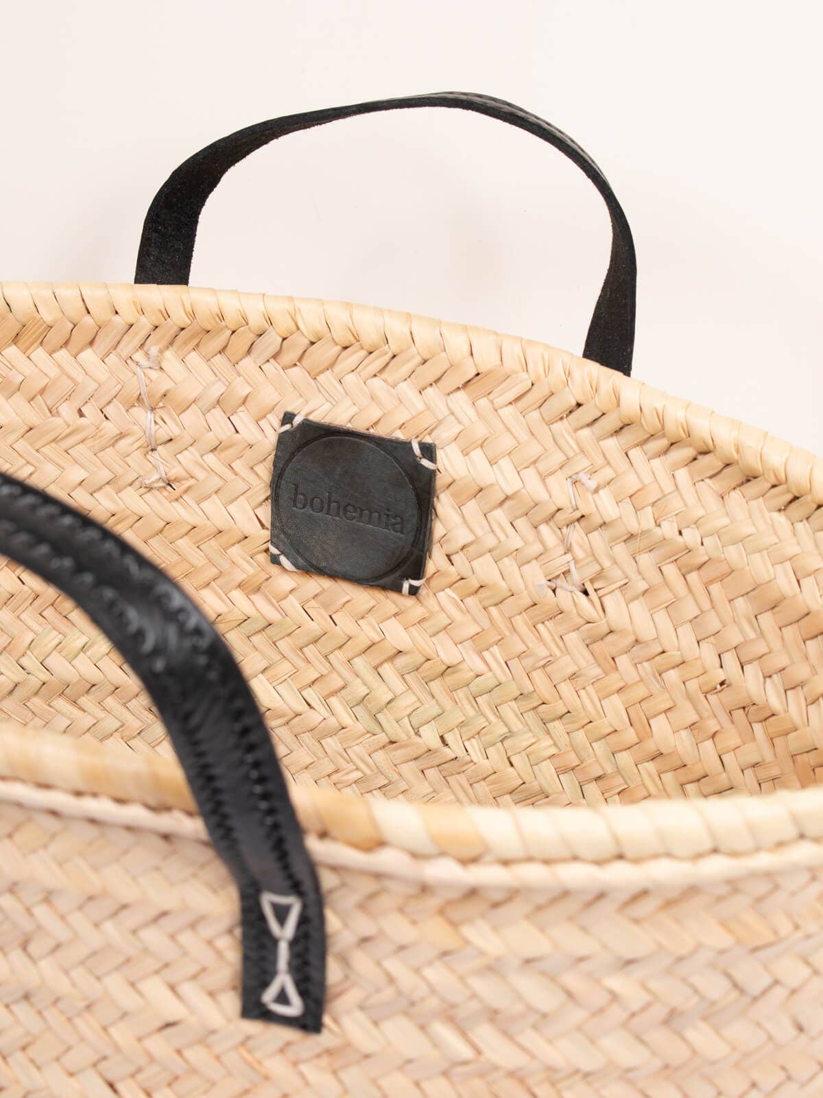 Black Leather Handled French Basket - Faire Living