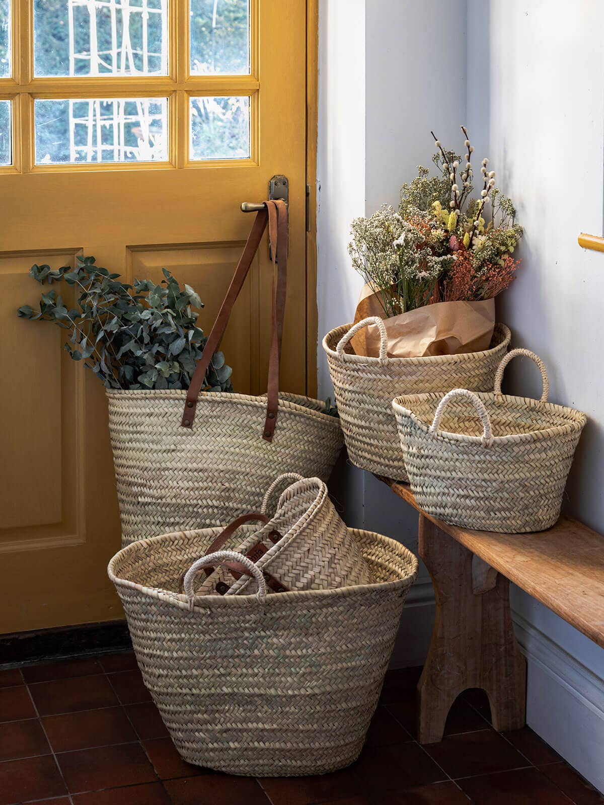 Brown Long Handled French Basket - Faire Living