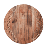Laurel Carved Acacia Wood Round Serving Board - Faire Living