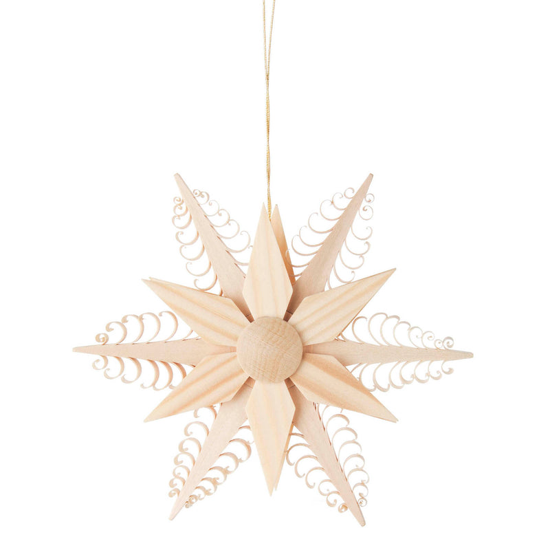 Hand Carved German Wood Chip Star Ornament