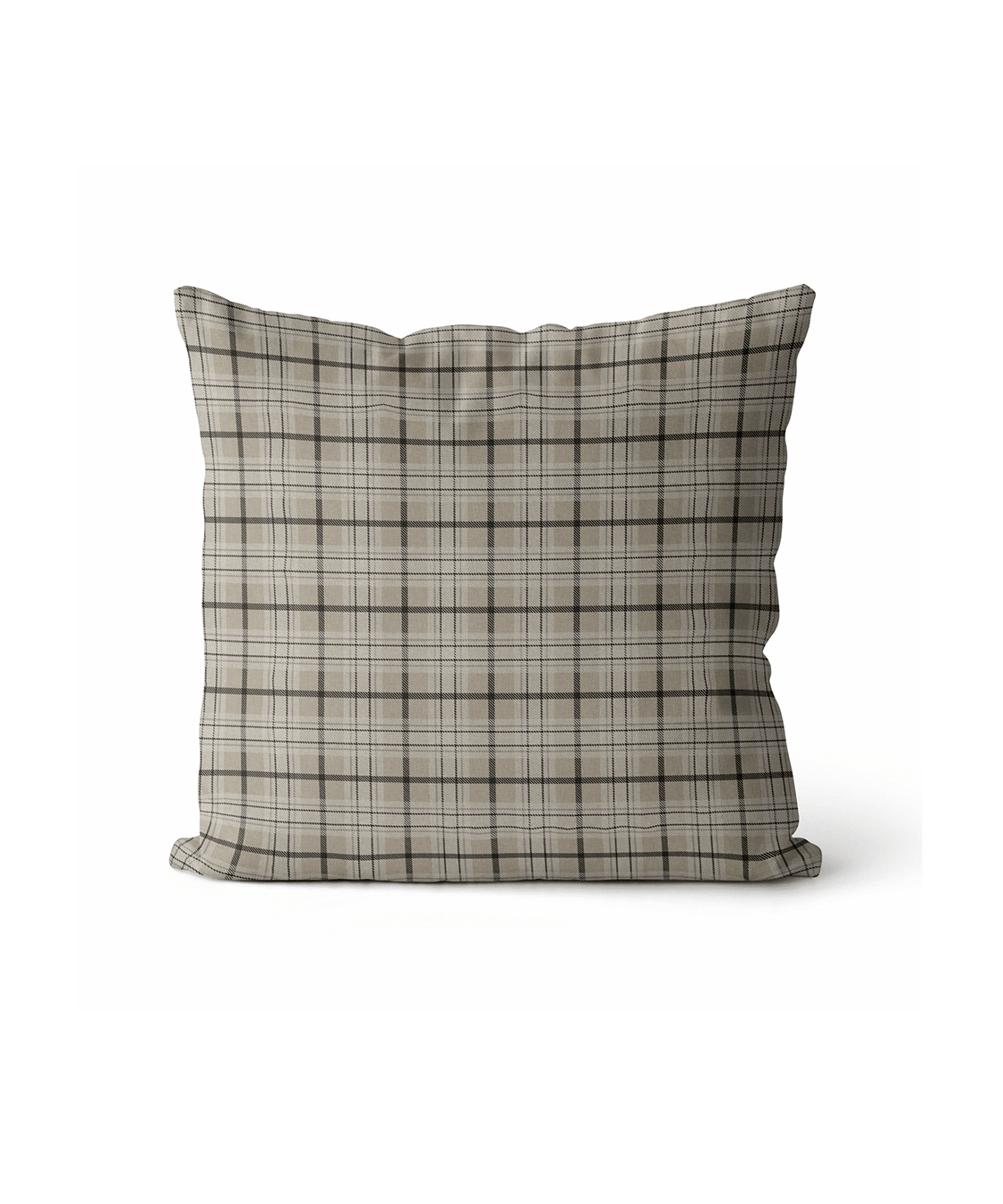 Taupe Check Cushion Cover | Organic Cotton Linen - Faire Living