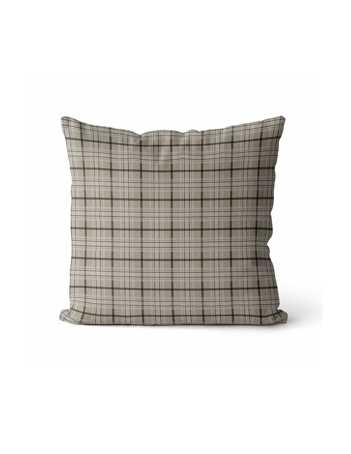 Taupe Check Cushion Cover | Organic Cotton Linen - Faire Living