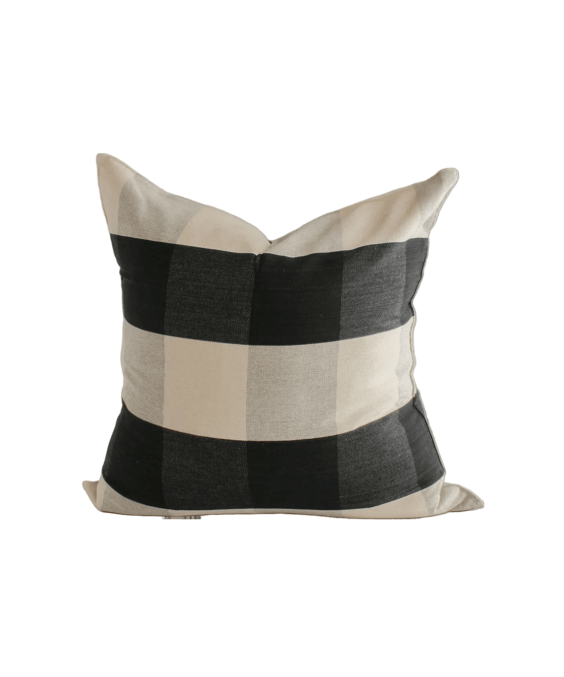 Black Gingham Handwoven Cotton Cushion - Faire Living