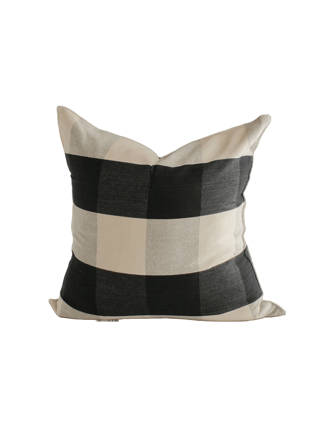 Black Gingham Handwoven Cotton Cushion - Faire Living