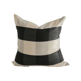 Black Gingham Handwoven Cotton Cushion - Faire Living
