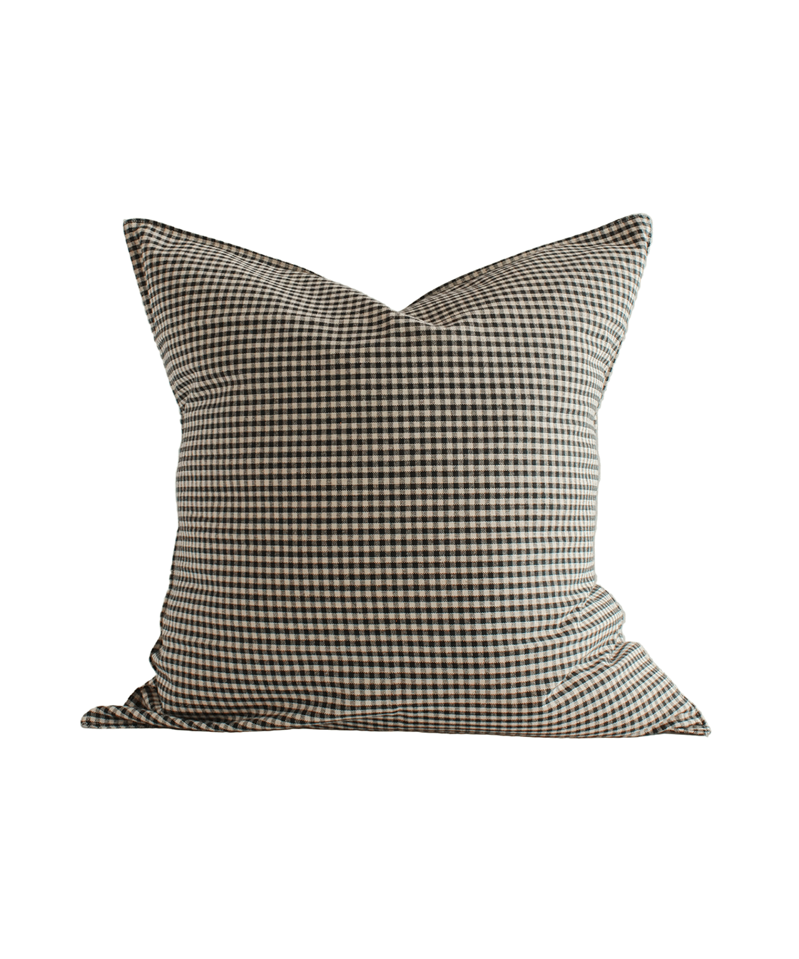 Black Petite Gingham Handwoven Cotton Cushion - Faire Living